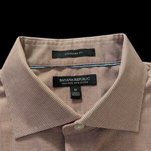 Banana Republic Men's Checkered Burgundy Dress Shirt